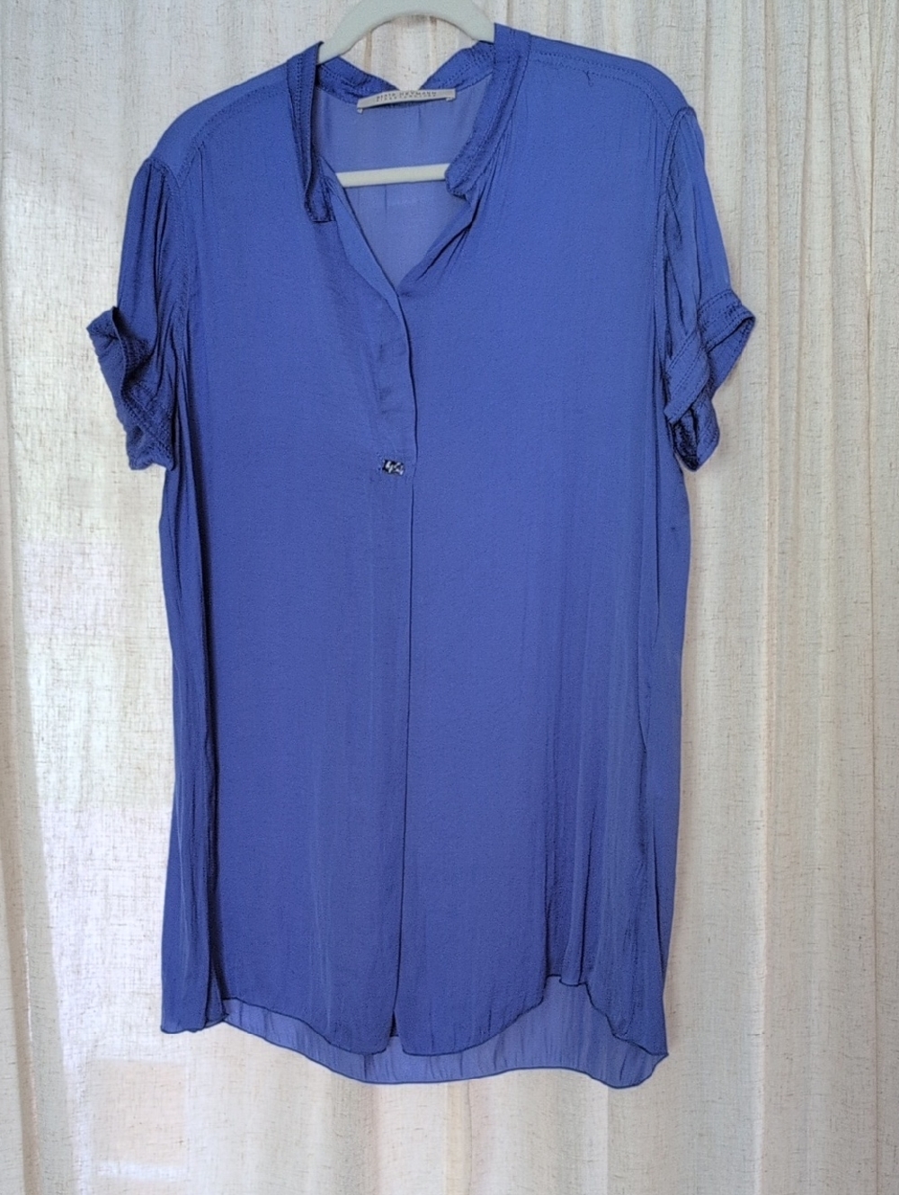 Beate Heymann Relaxed Short-Sleeve Tunic Top in Periwinkle Blue